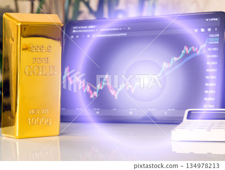 Gold investment growth and price analysis concept Gold investment growth and price analysis concept 134978213