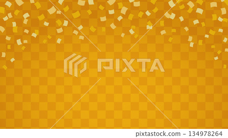 Japanese-style background material with gold checkered pattern and confetti 134978264