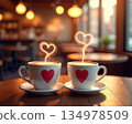 Charming scene with coffee cups and tender ambiance 134978509