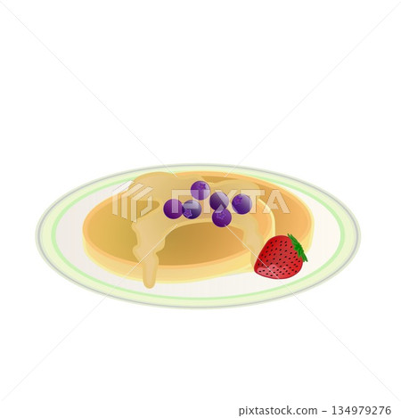 Illustration of pancakes on a plate 134979276