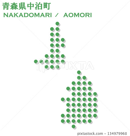 日本向量插圖地圖:青森縣中泊町點狀地圖 日本向量插圖地圖:青森縣中泊町點狀地圖 134979968