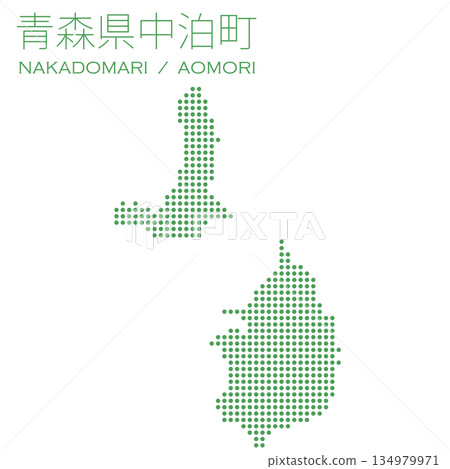 日本向量插圖地圖:青森縣中泊町點狀地圖 日本向量插圖地圖:青森縣中泊町點狀地圖 134979971