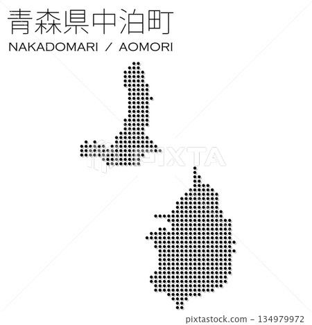 Vector illustration map of Japan: Dot map of Nakadomari town, Aomori prefecture Vector illustration map of Japan: Dot map of Nakadomari town, Aomori prefecture 134979972