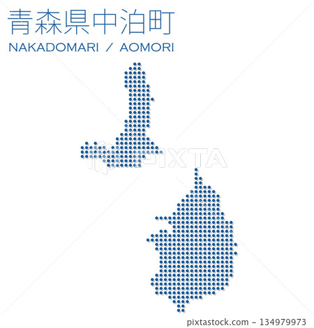 日本向量插圖地圖:青森縣中泊町點狀地圖 日本向量插圖地圖:青森縣中泊町點狀地圖 134979973