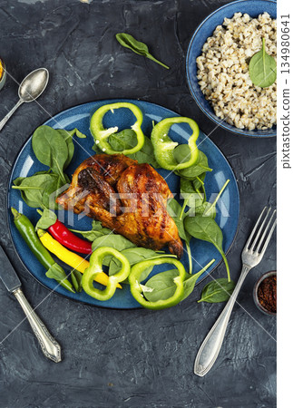 Delicious food, grilled chicken. Delicious food, grilled chicken. 134980641