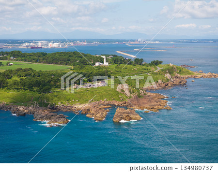 Aerial photography of Tanesashi Coast, Aomori Prefecture, summer 134980737