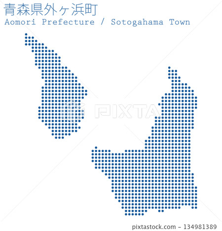 Vector illustration map of Japan: Dot map of Sotogahama Town, Aomori Prefecture Vector illustration map of Japan: Dot map of Sotogahama Town, Aomori Prefecture 134981389