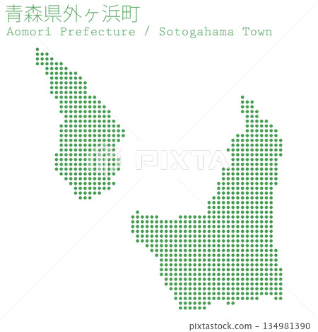 Vector illustration map of Japan: Dot map of Sotogahama Town, Aomori Prefecture Vector illustration map of Japan: Dot map of Sotogahama Town, Aomori Prefecture 134981390