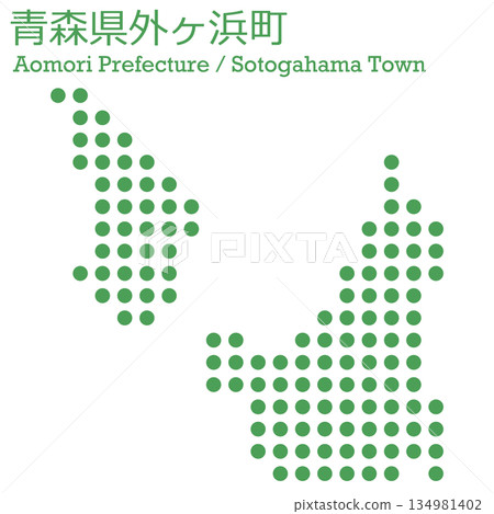 Vector illustration map of Japan: Dot map of Sotogahama Town, Aomori Prefecture Vector illustration map of Japan: Dot map of Sotogahama Town, Aomori Prefecture 134981402