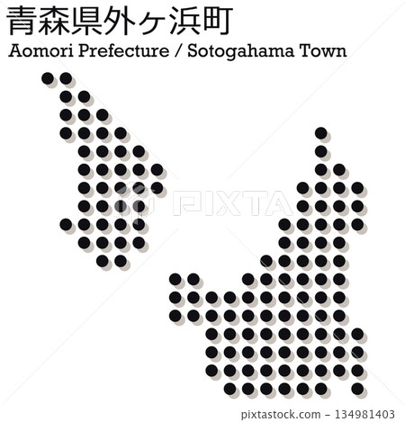 Vector illustration map of Japan: Dot map of Sotogahama Town, Aomori Prefecture Vector illustration map of Japan: Dot map of Sotogahama Town, Aomori Prefecture 134981403