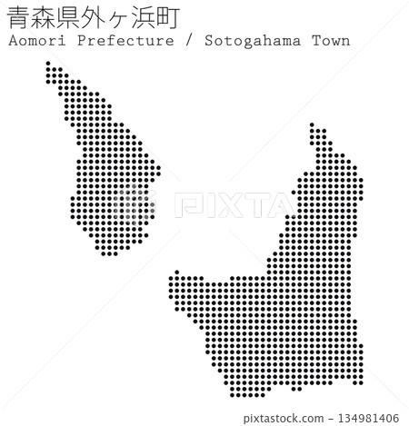 Vector illustration map of Japan: Dot map of Sotogahama Town, Aomori Prefecture 134981406