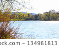 Peaceful Spring Walk Along Idyllic Country Road Near Danube Lake in Regensburg 134981813