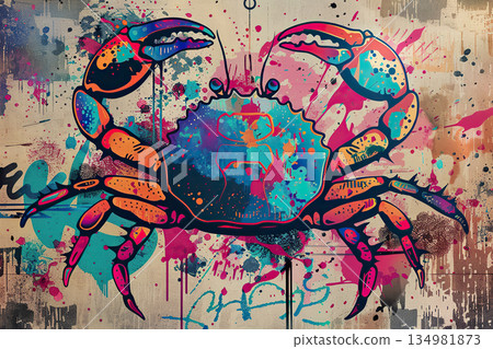 Astrological abstract composition with concept of Cancer zodiac sign symbol 134981873