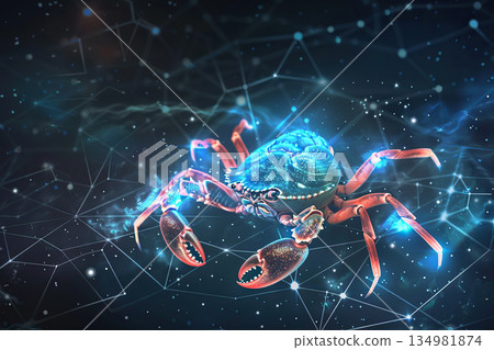 Astrological abstract composition with concept of Cancer zodiac sign symbol 134981874