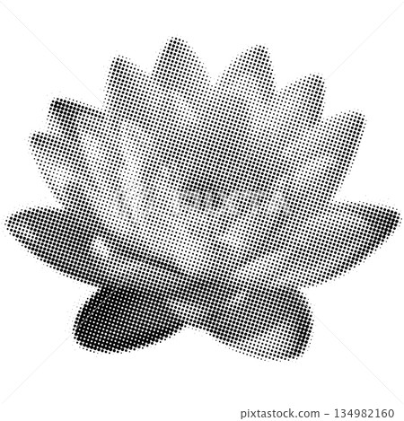 Lotus Flower Halftone Dot Black and White 134982160