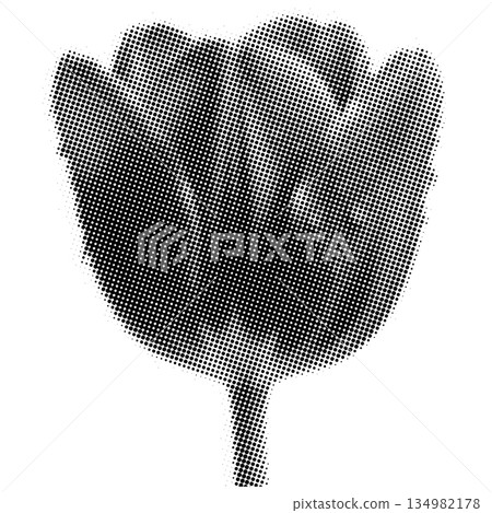 Single Tulip Flower Halftone Dot With Stem 134982178