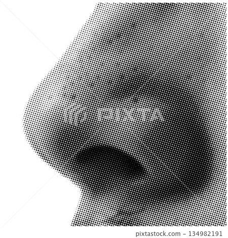 Close-up Halftone Dot Pattern of a Human Nose Profile 134982191