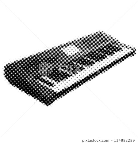 Keyboard of a Musical Instrument with Halftone Dot Effect on White Background Keyboard of a Musical Instrument with Halftone Dot Effect on White Background 134982289