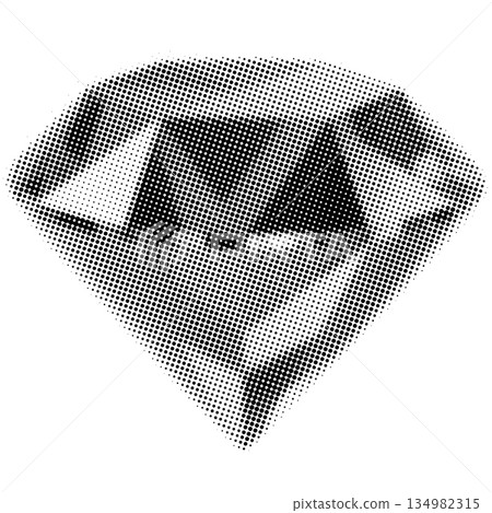 Diamond Gemstone in Halftone Dot Pattern on White Background 134982315
