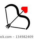Cupid Arrow Heart Vector Illustration. Perfect for Valentines Day graphics, love symbols, wedding designs, logos, icons, stickers, posters, greeting cards, branding projects. 134982409
