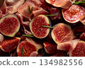 Prosciutto with rosemary and fig fruit. 134982556