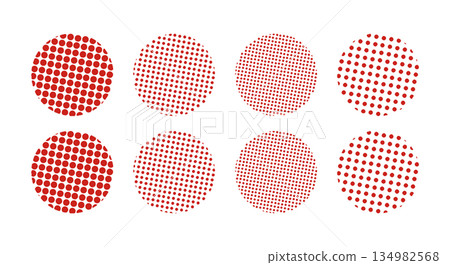 Cute dot halftone circle set Vector Japanese style Japanese pattern Abstract dot 134982568