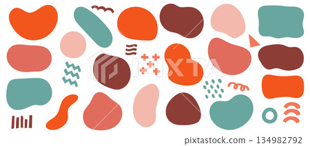 Scandinavian color abstract frame and decoration set 134982792