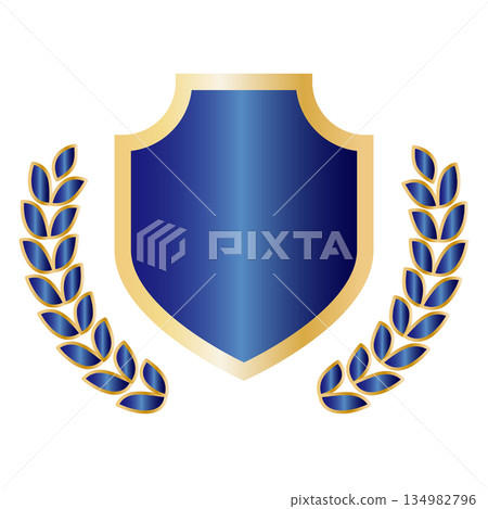 奢華的藍金盾形徽章等級與獎勵設計 134982796