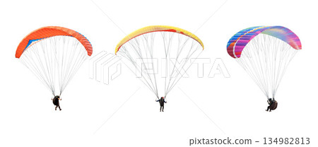 collection Bright colorful parachute on white background, isolated. 134982813
