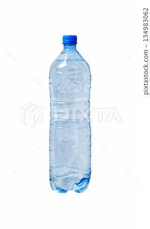 Mineral water in a plastic bottle isolated on white. Mineral water in a plastic bottle isolated on white. 134983062