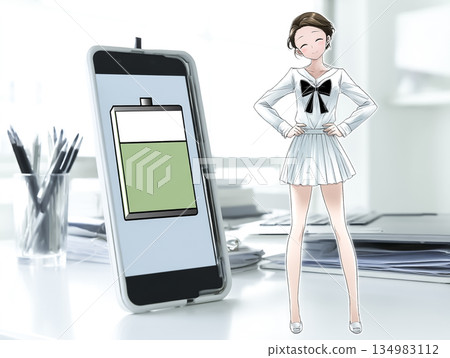 科技仙女保護智慧型手機電池的插圖 科技仙女保護智慧型手機電池的插圖 134983112