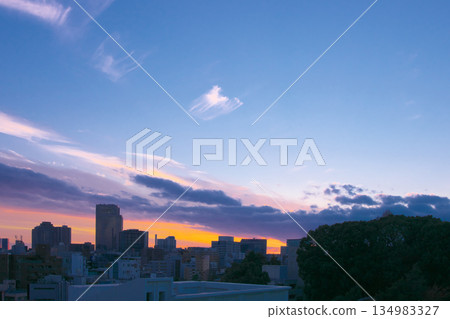 Twilight sky over the city on New Year's Eve 2025. Cityscape (December 2025) 134983327