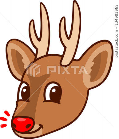 Cartoon red-nosed Huemul deer drawing Cartoon red-nosed Huemul deer drawing 134983965