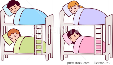 Kids sleeping in bunk bed 134983969