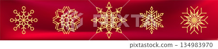 Gold glitter snowflake icon. Winter Christmas sparkling design 134983970