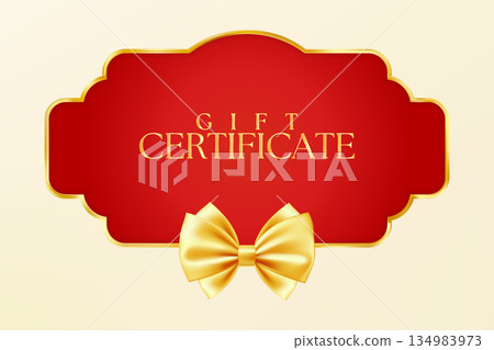 Red Gold Christmas red price tag. Vintage luxury frame 134983973