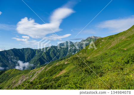 View of the Northern Alps in early summer from Happo-one View of the Northern Alps in early summer from Happo-one 134984078