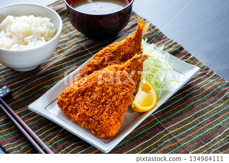 fried horse mackerel on a plate fried horse mackerel on a plate 134984111