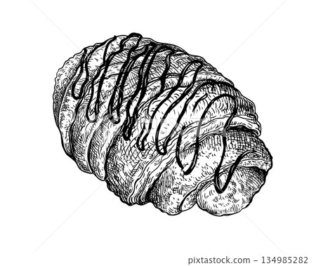 Croissant handdrawn sketch 7 134985282