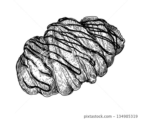 Croissant handdrawn sketch 6 134985319