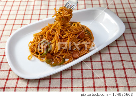 Homemade Neapolitan Spaghetti Homemade Neapolitan Spaghetti 134985608