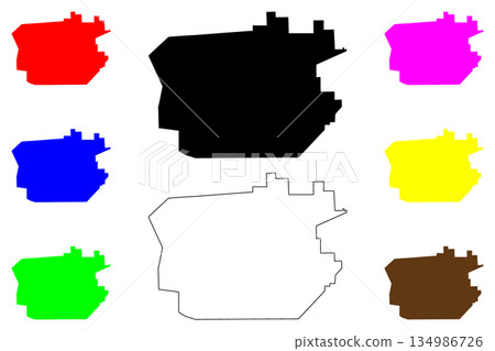 Vehari city (Islamic Republic of Pakistan) map vector illustration, scribble sketch Vihari map 134986726