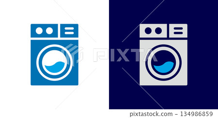 Laundromat and washing machine icons, laundry logos Laundromat and washing machine icons, laundry logos 134986859