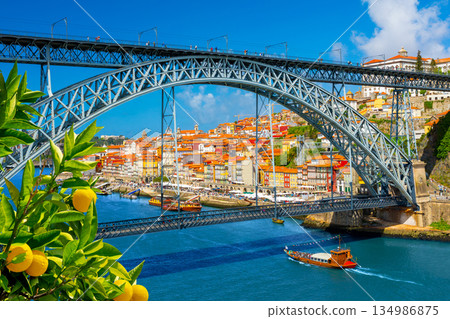 Beautiful view of the city of Porto on a beautiful summer day. Porto, Portugal Beautiful view of the city of Porto on a beautiful summer day. Porto, Portugal 134986875