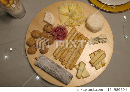 swiss and french wooden board variety cheese ready to eat 134986894