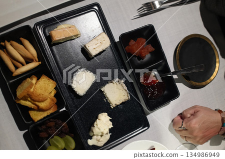 swiss and french wooden board variety cheese ready to eat 134986949