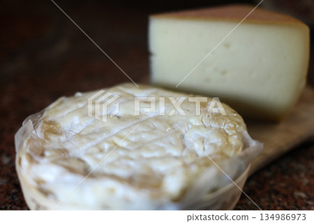 swiss and french wooden board variety cheese ready to eat swiss and french wooden board variety cheese ready to eat 134986973