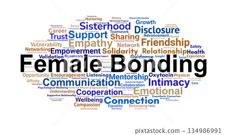 Female Bonding Word Cloud. Core Concepts on Emotional Support, Sisterhood, and Empowerment Female Bonding Word Cloud. Core Concepts on Emotional Support, Sisterhood, and Empowerment 134986991