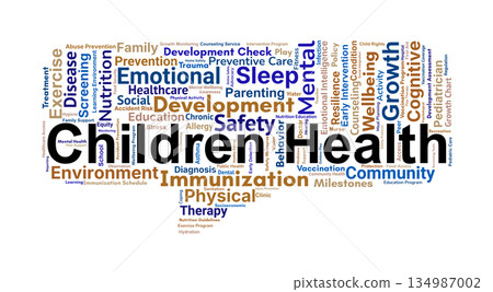 Children Health Word Cloud. Key Concepts on Holistic Growth, Wellness, and Preventive Care Children Health Word Cloud. Key Concepts on Holistic Growth, Wellness, and Preventive Care 134987002