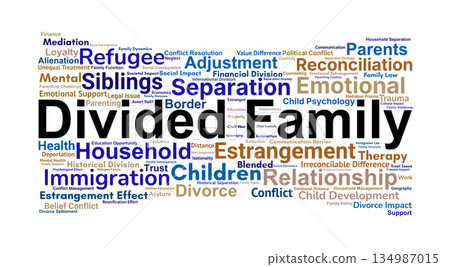 Divided Family Word Cloud. Key Concepts on Separation, Estrangement, and Family Dynamics 134987015